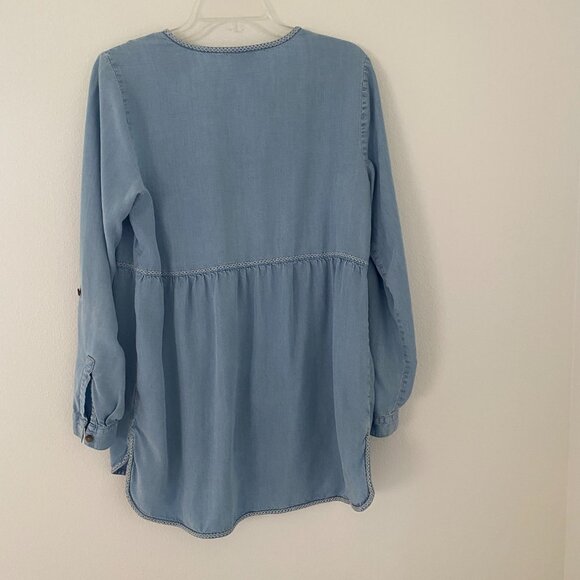 J. Jill Denim Popover Lightweight Chambray Tunic Top | size small - Picture 4 of 4